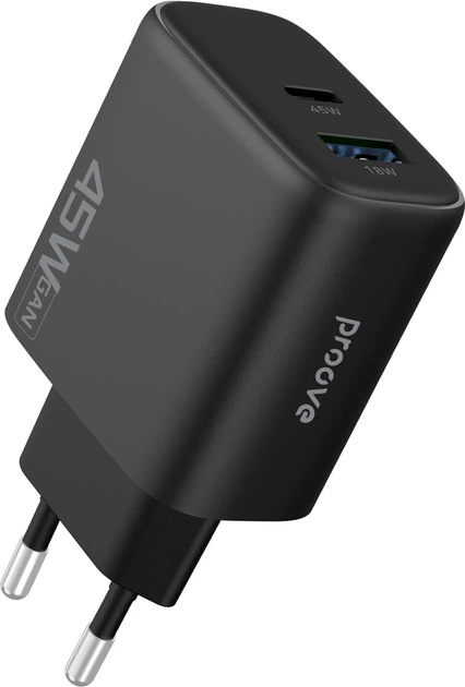 Сетевое зарядное устройство Proove Silicone Power 2 45W (Type-C+USB) Black (687330001) - Фото 1 Сетевое зарядное устройство Proove Silicone Power 2 45W (Type-C+USB) Black (687330001) - изображение 1