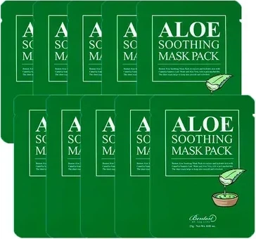 Maseczka nawilżająca do twarzy Benton Aloe Soothing Mask Pack 23 g x 10 szt (8809566990334) - Zdjęcie 2 Maseczka nawilżająca do twarzy Benton Aloe Soothing Mask Pack 23 g x 10 szt (8809566990334) - obraz 2
