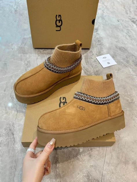 Уги шкарпетка UGG Tazz Platform Knit chestnut 36 розмір коричневі - Фото 6 Уги шкарпетка UGG Tazz Platform Knit chestnut 36 розмір коричневі - изображение 6