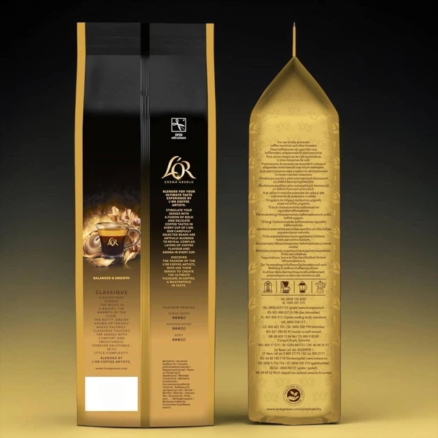 Кофе в зернах L'OR Crema Absolu Classique 500 г - Фото 2 Кофе в зернах L'OR Crema Absolu Classique 500 г - изображение 2
