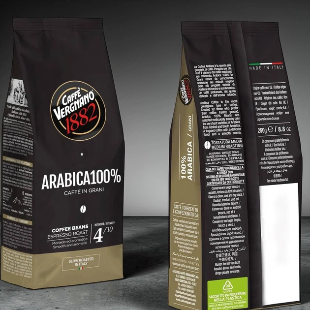 Кофе в зернах Caffe Vergnano 1882 Arabica 100% Espresso Roast 250 г - изображение 2
