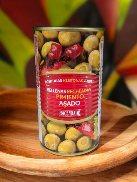 Зелені оливки Hacendado Aceitunas Verdes Rellenas de Pimiento Asado з начинкою з печеного перцю 350 г - Фото 1 Зелені оливки Hacendado Aceitunas Verdes Rellenas de Pimiento Asado з начинкою з печеного перцю 350 г - зображення 1