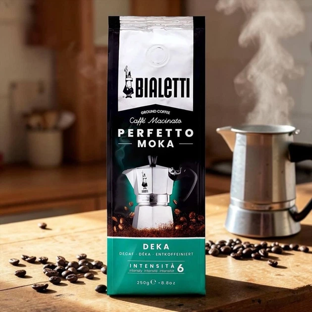 Кава мелена без кофеїну Bialetti Perfetto Moka Deka 250 г - Фото 1 Кава мелена без кофеїну Bialetti Perfetto Moka Deka 250 г - зображення 1