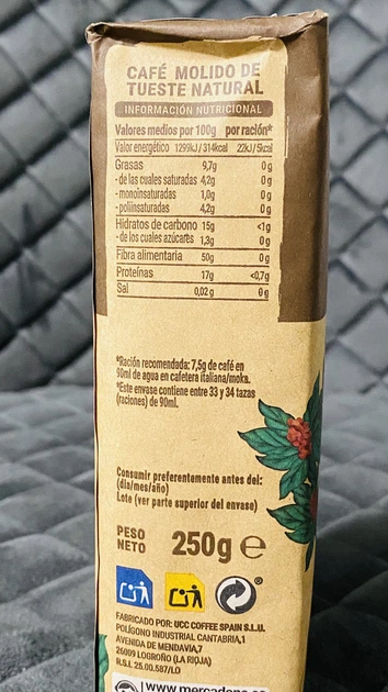 Кофе молотый Hacendado Natural Forte 250 г - Фото 2 Кофе молотый Hacendado Natural Forte 250 г - изображение 2