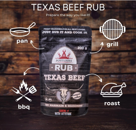 Смесь приправ Poppamies Rub Texas Beef Mustard & Pepper для говядины и барбекю 200 г - изображение 4