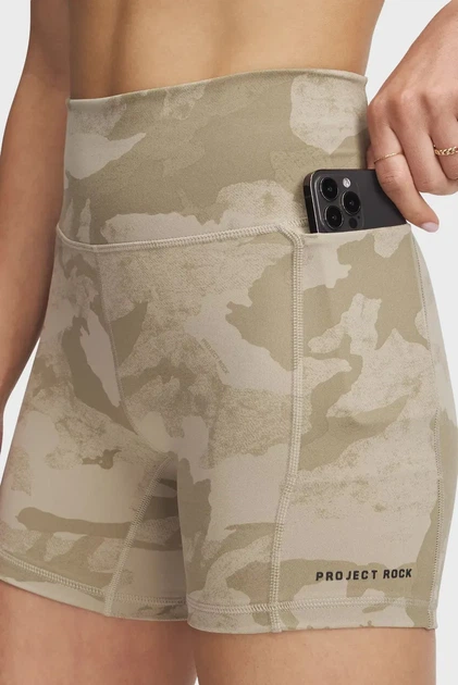 Жіночі бежеві камуфляжні велосипедки Pjt Rck Middy Short Under Armour L 1389712-299 - Фото 4 Жіночі бежеві камуфляжні велосипедки Pjt Rck Middy Short Under Armour L 1389712-299 - изображение 4