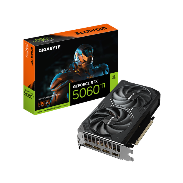 Відеокарта Gigabyte GeForce RTX5060 Ti WINDFORCE MAX OC 8G - Фото 1 Відеокарта Gigabyte GeForce RTX5060 Ti WINDFORCE MAX OC 8G - зображення 1