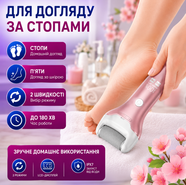 Электрическая пемза для ног 1500 мАч пилка для пяток IPX7 роликовая пилка LCD пемза для стоп 2 скорости аккумуляторная машинка для педикюра удаление огрубевшей кожи - Фото 4 Электрическая пемза для ног 1500 мАч пилка для пяток IPX7 роликовая пилка LCD пемза для стоп 2 скорости аккумуляторная машинка для педикюра удаление огрубевшей кожи - изображение 4