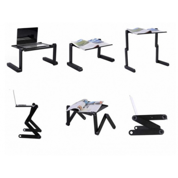 Столик для ноутбука розкладний трансформер з активним охолодженням Laptop Table T8 чорний - Фото 6 Столик для ноутбука розкладний трансформер з активним охолодженням Laptop Table T8 чорний - зображення 6