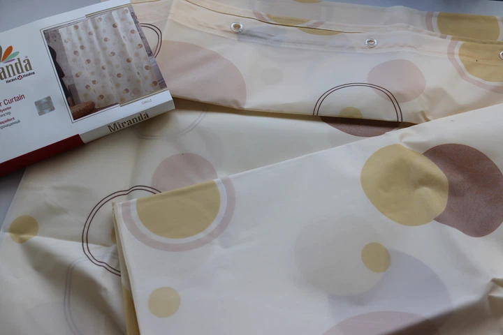 Штора для ванної тканинна Miranda Сircle beige 180*200 см - зображення 3
