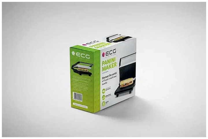 Контактний гриль 700 Вт для кухні паніні 1 шт білий ECG MC-1296 - зображення 4