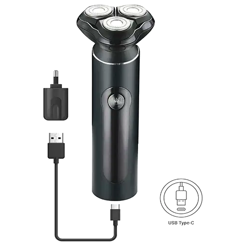 Электробритва роторная 3 в 1 с триммером для носа и ушей USB зарядка до 60 минут работы черный Adler MC-0444 - изображение 2