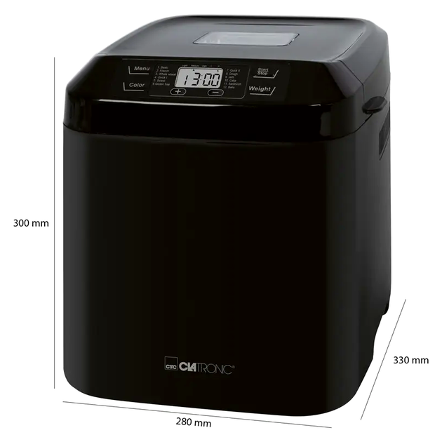 Хлебопечка 550 Вт 1.5 кг 12 программ для дома черный Clatronic MC-0905 - изображение 3