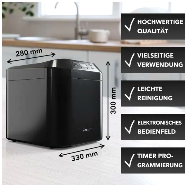 Хлебопечка 550 Вт 1.5 кг 12 программ для дома черный Clatronic MC-0905 - изображение 6