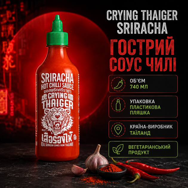 Острый соус Crying Thaiger Шрирача 740 мл тайский соус чили Срирача азиатский соус с чесноком красным перцем вегетарианская приправа для лапши морепродуктов мяса риса салатов супов домашних блюд заправок - Фото 1 Острый соус Crying Thaiger Шрирача 740 мл тайский соус чили Срирача азиатский соус с чесноком красным перцем вегетарианская приправа для лапши морепродуктов мяса риса салатов супов домашних блюд заправок - изображение 1