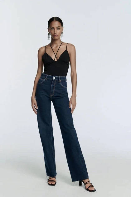 Боді з перехресними тонкими бретелями чорного кольору Zara розмір М - зображення 2