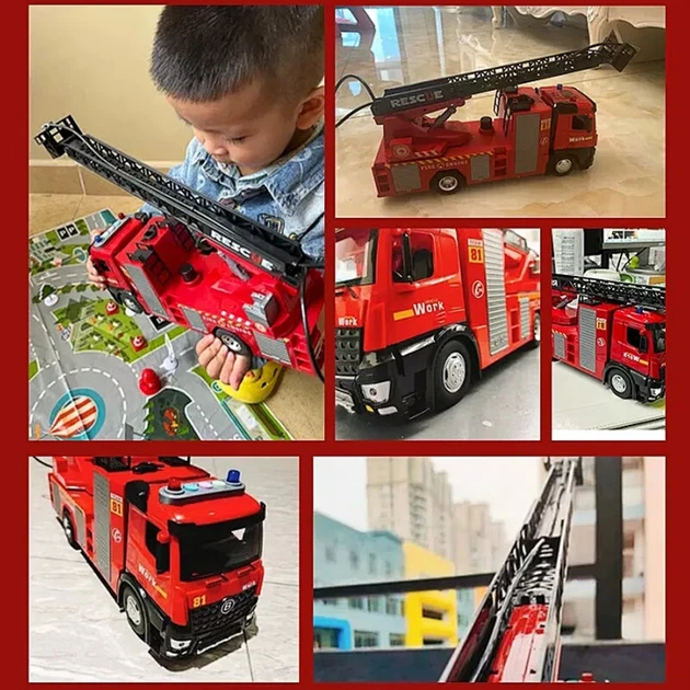 Пожарная машина игрушечная Mabaozibao Cloud Ladder, сплав, с водой - изображение 9