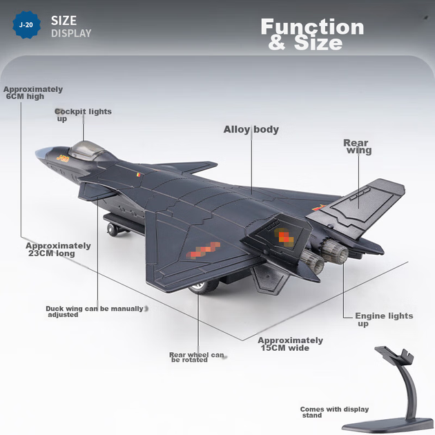 Модель истребителя J-20 сплав реалистичная военная подарочная - изображение 3
