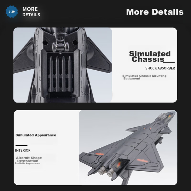 Модель истребителя J-20 сплав реалистичная военная подарочная - изображение 9