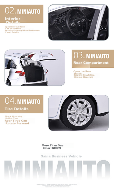 Модель легкосплавного автомобіля Heimanba 1:24 Toyota Sienna MPV Business Vehicle, дитяча іграшка з легкосплавного скла, біла - Фото 5 Модель легкосплавного автомобіля Heimanba 1:24 Toyota Sienna MPV Business Vehicle, дитяча іграшка з легкосплавного скла, біла - изображение 5