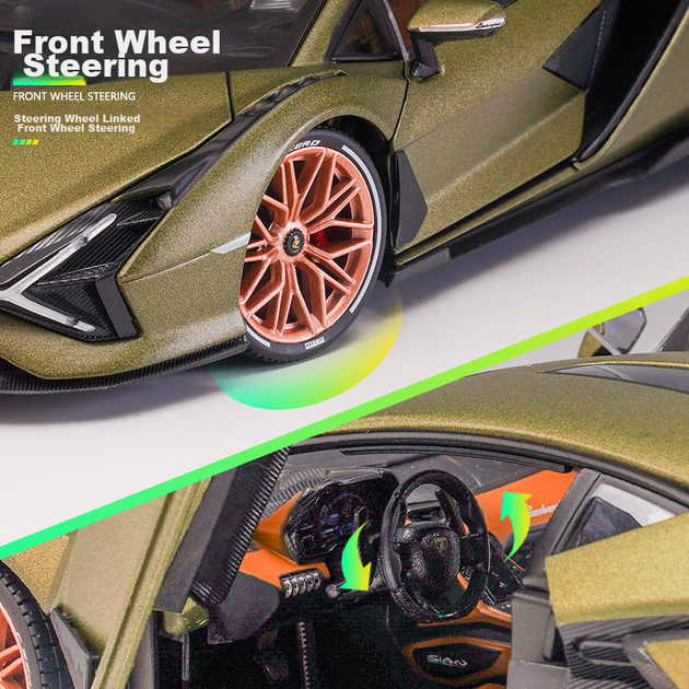 Bimeigao 1:18 Lamborghini FKP 37 Модель спортивного автомобіля Іграшка Реалістична модель легкосплавного автомобіля Подарункова модель для хлопчиків - зображення 11