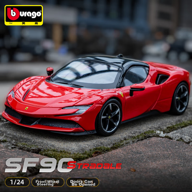Bimeigao 1:24 Ferrari Модель SF90 сплаву іграшковий автомобіль гоночна симуляційна модель подарунок для хлопчика - зображення 5