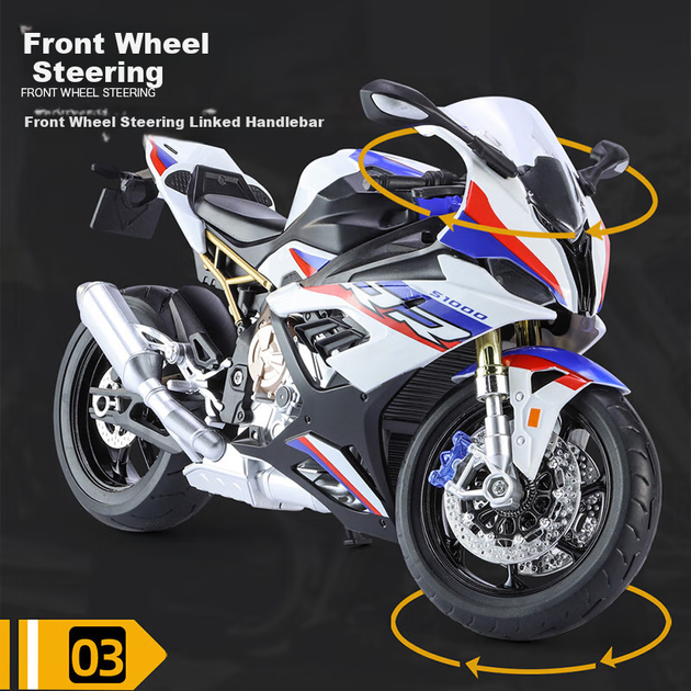 Модель мотоцикла Chiyumoxing S1000RR Battle Axe 1:9 из сплава игрушечная для мальчиков - Фото 8 Модель мотоцикла Chiyumoxing S1000RR Battle Axe 1:9 из сплава игрушечная для мальчиков - изображение 8