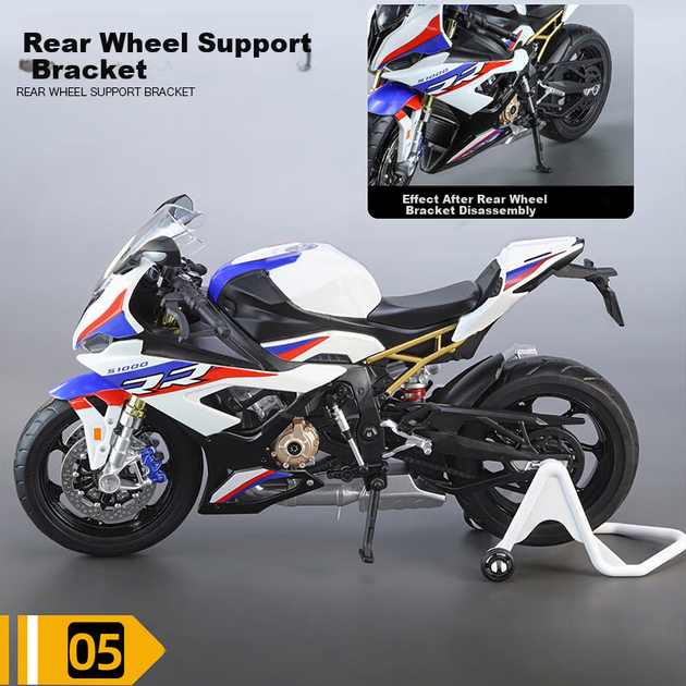 Модель мотоцикла Chiyumoxing S1000RR Battle Axe 1:9 из сплава игрушечная для мальчиков - Фото 9 Модель мотоцикла Chiyumoxing S1000RR Battle Axe 1:9 из сплава игрушечная для мальчиков - изображение 9