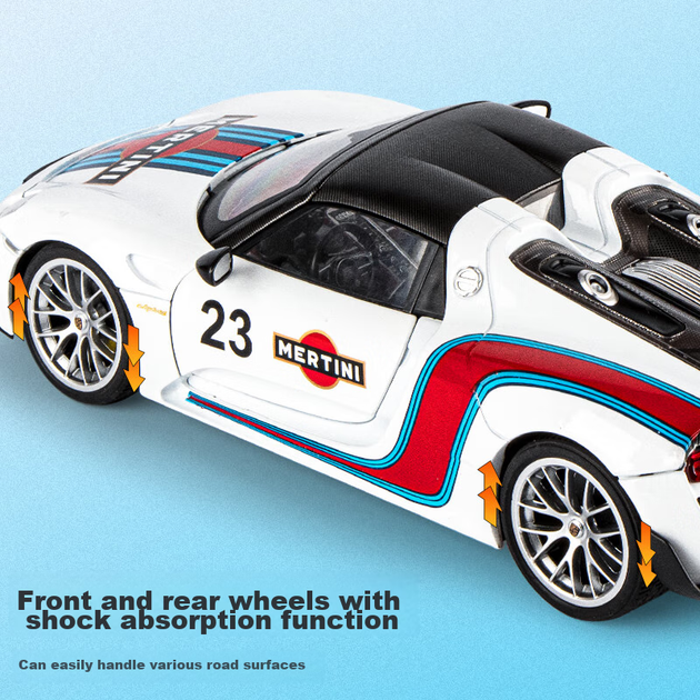 Модель автомобиля Heimanba Porsche 918 Spyder, 1:18, литая, коллекционная - изображение 8