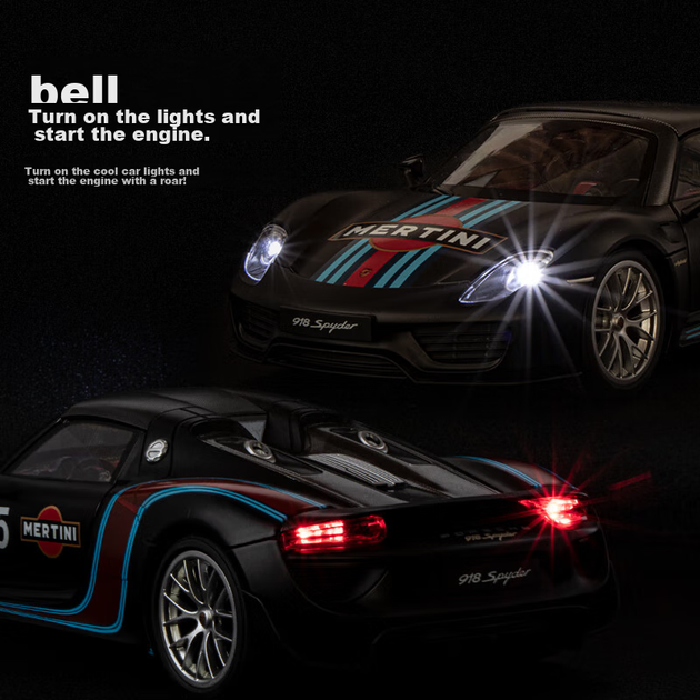 Модель автомобиля Heimanba Porsche 918 Spyder, 1:18, литая, коллекционная - изображение 11