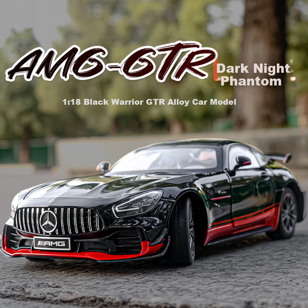 Модель Heimanba Mercedes-Benz GT-R зі сплаву, масштаб 1:18, чорна - Фото 3 Модель Heimanba Mercedes-Benz GT-R зі сплаву, масштаб 1:18, чорна - зображення 3