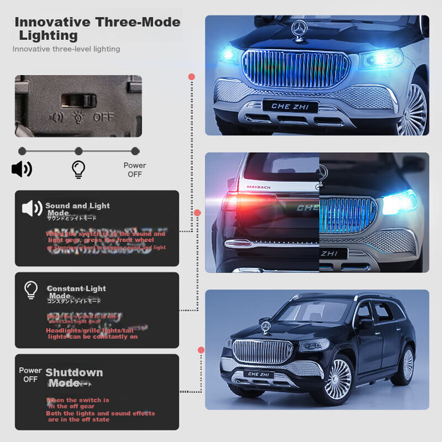 Chiyuchewan, Maybach GLS 600 Luxury Sedan, лита модель автомобіля з легкого сплаву, іграшкова машинка, подарунок для хлопчиків - зображення 4