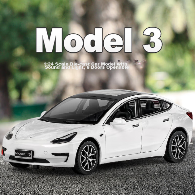 Модель автомобіля Heimanba Tesla Model S, масштаб 1/24, біла, колекційна - Фото 3 Модель автомобіля Heimanba Tesla Model S, масштаб 1/24, біла, колекційна - зображення 3