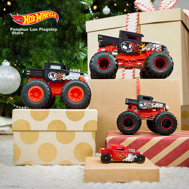 HOT WHEELS (випадковий 1 шт.), подарунок на день народження, машина Big Foot, гоночна іграшка для хлопчиків - серія Wild Big Foot Car FYJ44 - зображення 4