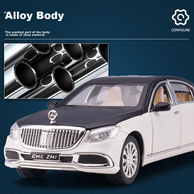 Chiyuchewan 1:24 масштаб Maybach S600 розкішний седан лита модель автомобіля іграшка подарунок для хлопчиків - зображення 6
