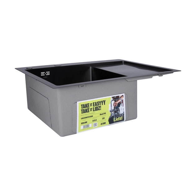 Мийка для кухні інтегрована Lidz Handmade H6350BR крило праворуч (LDH6350BRPVD45590) Brushed Black PVD 3,0/1,0 мм - зображення 5