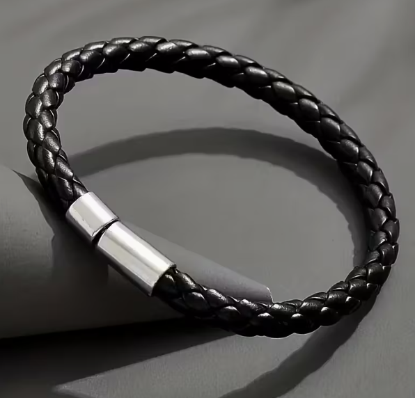 Комплект 2 стильних плетених браслетів Retro Braided, чорний з коричневим, для чоловіків з екошкіри - изображение 8