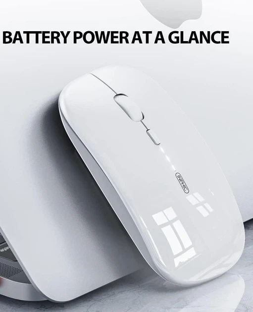 Бездротова миша inphic M1P (White) — акумуляторна безшумна мишка 1600 DPI, 2.4G USB, ультратонка та портативна. - изображение 4
