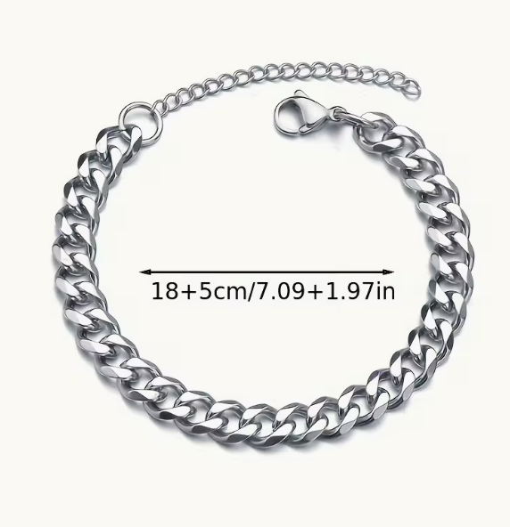 Браслет для чоловіків Cuban Chain з нержавіючої медичної сталі сріблястий - Фото 4 Браслет для чоловіків Cuban Chain з нержавіючої медичної сталі сріблястий - изображение 4