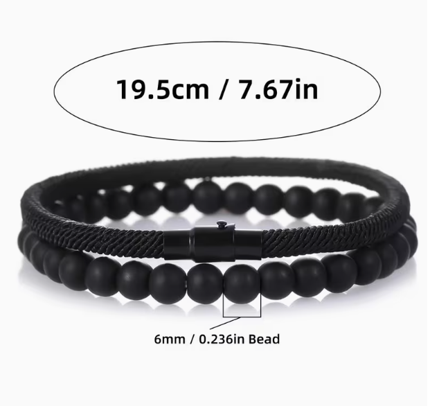Двошаровий чоловічий браслет Minimalist Natural Stone, браслет на удачу - Фото 4 Двошаровий чоловічий браслет Minimalist Natural Stone, браслет на удачу - зображення 4