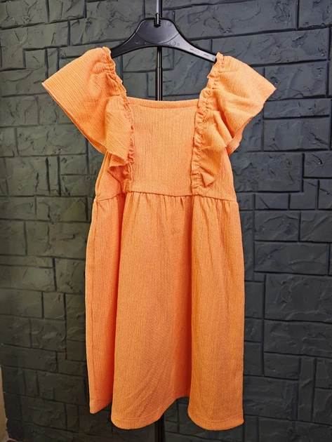 Платье для девочки C&A из жатой ткани, р. 110, персиковая - изображение 5