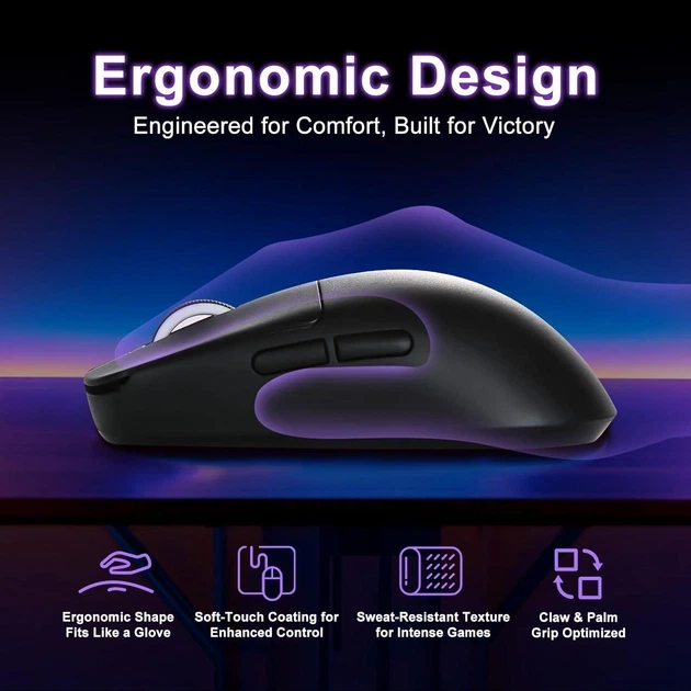 Миша Ігрова VGN VXE R1 SE+ Чорна. Бездротова 2.4G/Bluetooth/кабель. Сенсор PAW3395 SE. 18000 DPI. - изображение 5