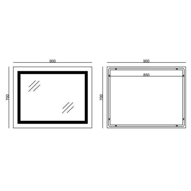 Дзеркало для ванної кімнати Mixxus Style MR13-90x70-REVERSE 900x700 прямокутне, з LED-підсвічуванням та антизапотіванням (MI6667) - зображення 2