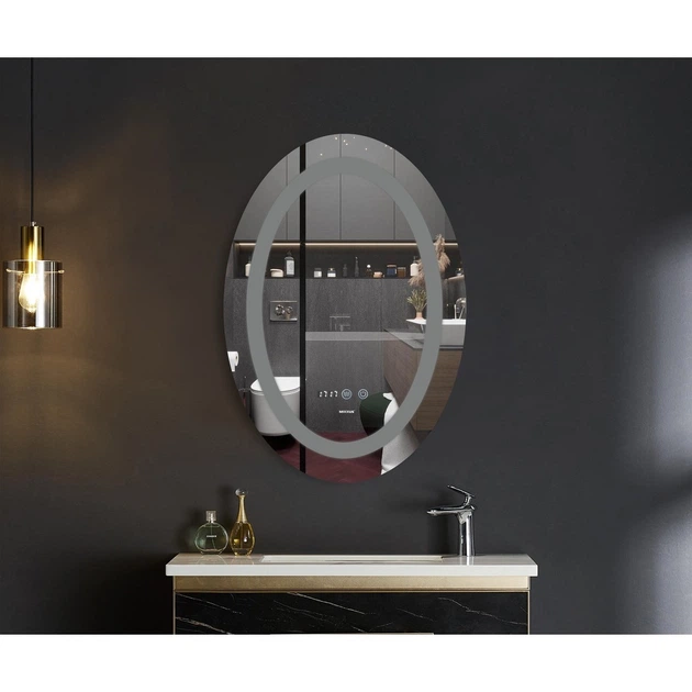 Дзеркало для ванної кімнати Mixxus Plain MV02-60x80 600x800 овальне, з LED-підсвічуванням та антизапотіванням (MI6933) - зображення 5