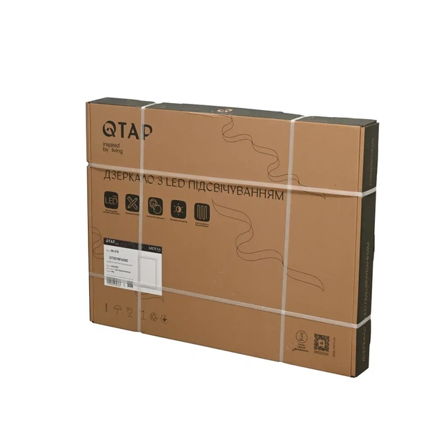 Дзеркало для ванної кімнати Qtap Mideya MI2 800x600 прямокутне, з фронтальною LED-підствідкою (QT2078F6080) - зображення 7