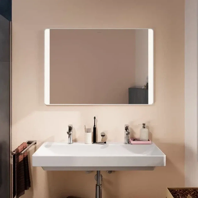 Дзеркало для ванної кімнати Hansgrohe Xarita Lite Q 700x800 прямокутне, з фронтальною LED-підствідкою (54976700) - зображення 4