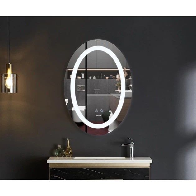 Зеркало для ванной комнаты Mixxus Plain MV03-50x70 500x700 овальное, с LED-подсветкой и антизапотеванием (MI6664) - изображение 4