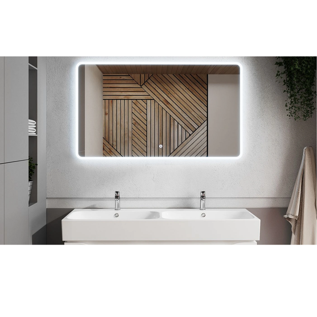 Дзеркало для ванної кімнати Aqua Rodos Moon 700x600 прямокутне, з фронтальною LED-підствідкою (АР000092639) - зображення 5