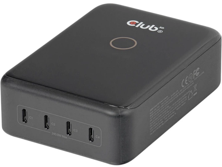 Зарядна станція Club 3D CAC-1933 4xUSB-C 240W GaN PD 3.1 PPS Чорна - Фото 2 Зарядна станція Club 3D CAC-1933 4xUSB-C 240W GaN PD 3.1 PPS Чорна - зображення 2