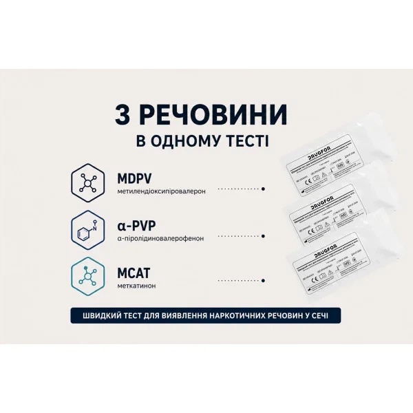 Тест на 3 солі наркотики у сечі No3 (MDPV, α-PVP, MCAT) DRUGFOR - зображення 5